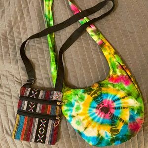 Boho Purses Bundle - one small bag and one tie-dye large bag together